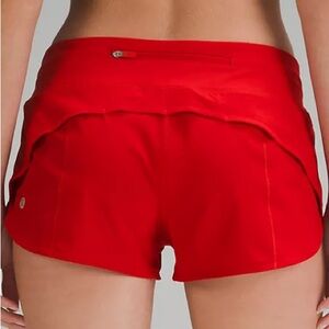 $68 Lululemon 12 Speed Up Low-Rise Lined Short 2.5" Red Logo Zipper Pocket